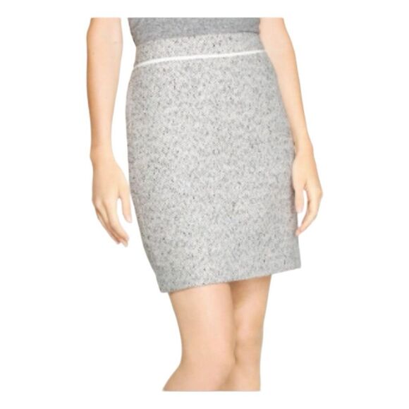 White House Black Market Tweed Pencil Skirt White Grey Wool Blend Mini 12 - Picture 1 of 12